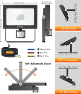 35W LED Security Light with Motion Sensor, 3290LM Dimmable Outdoor